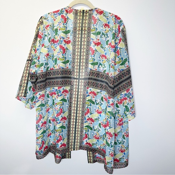 Susan Graver Open Front Kimono Duster Multi color floral size XL - Picture 10 of 10